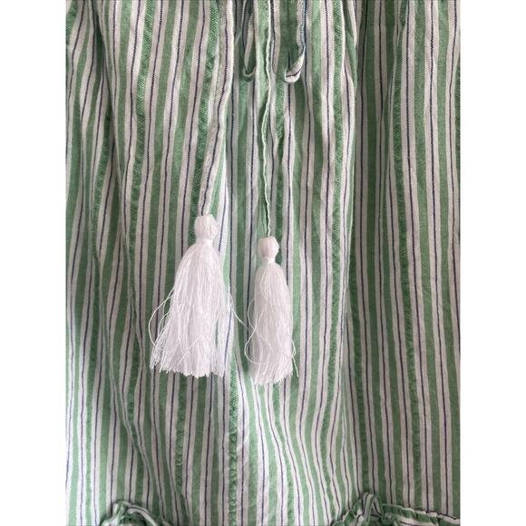 American‎ Eagle Large Strapless Ruffle Green Stripe Mini Dress Euro Resort Coast - Picture 3 of 8